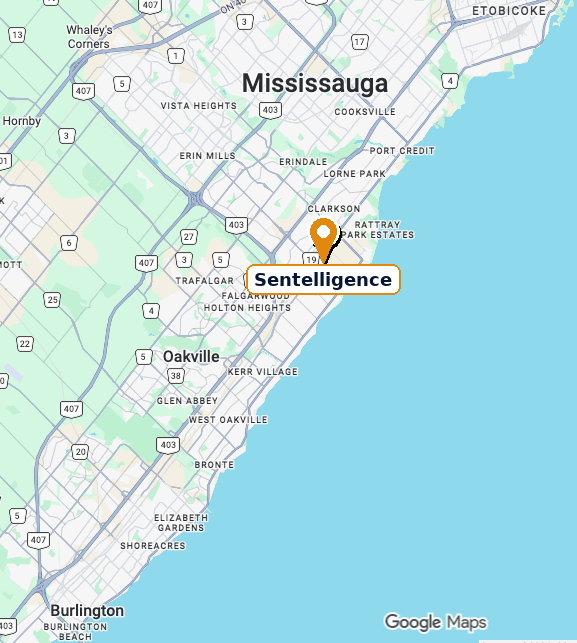 Illustrated GTA West map for Sentelligence PSW Services service areas